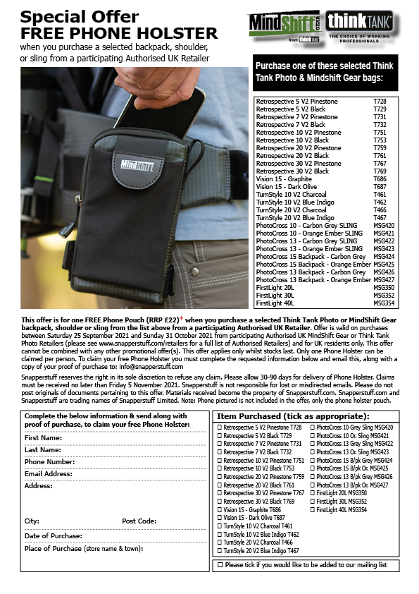 Free Phone Holster special offer 25 Sept 21 - 31 Oct 21